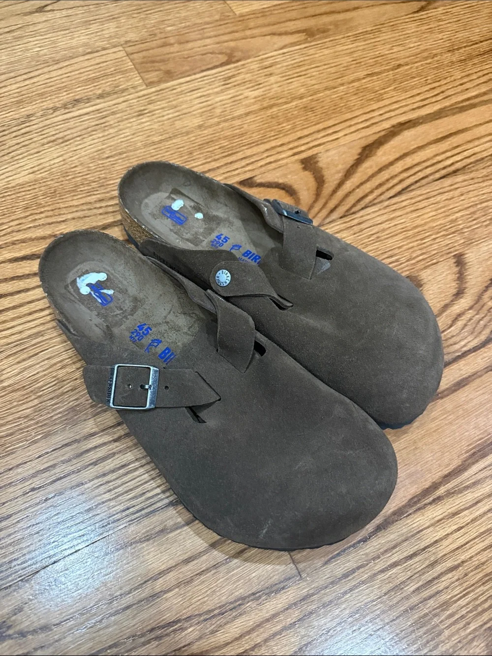 Birkenstock Boston Soft Footbed Suede Leather Clogs Mocha Brown Size EU 45